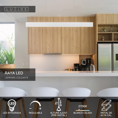 Lucide RAYA LED - Lámpara colgante - LED Regul. - 1x36W 2700K - Blanco